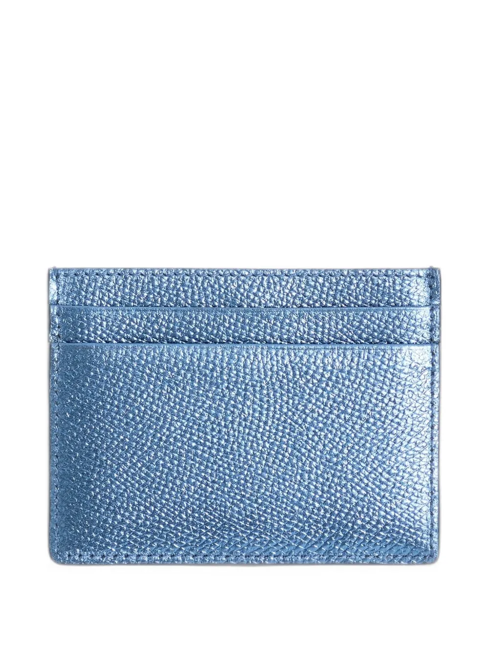 Valentino Garavani VLogo Signature cardholder in laminated grainy calfskin Blauw