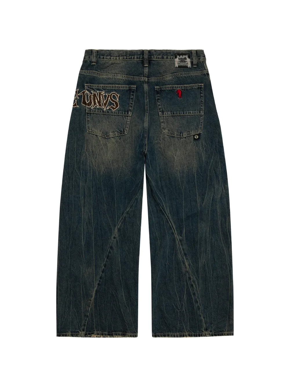 AAPE BY *A BATHING APE Aapeunvs logo-embroidered wide-leg jeans Blauw
