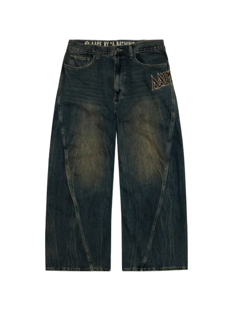 AAPE BY *A BATHING APE® Aapeunvs logo-embroidered wide-leg jeans