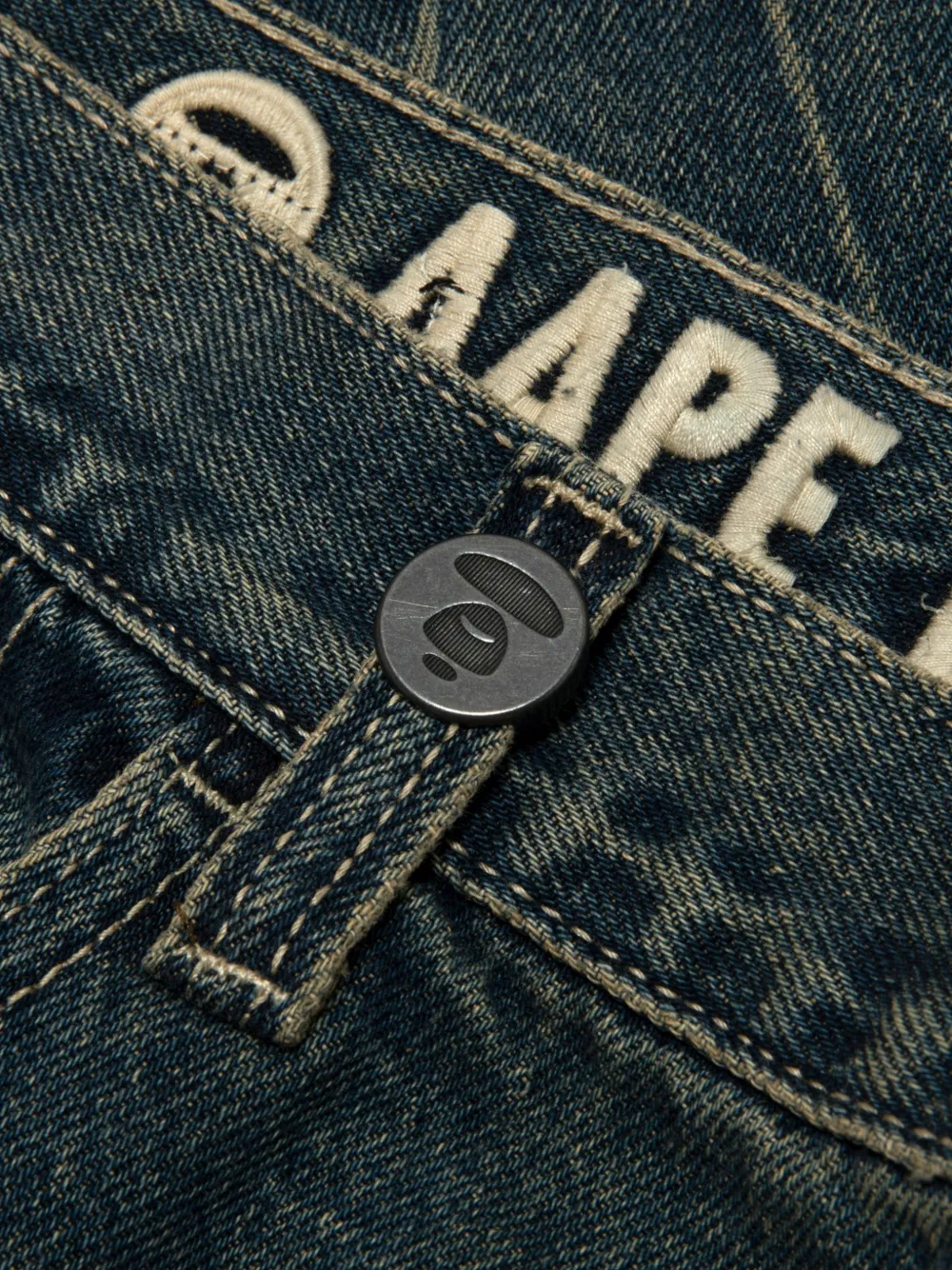 AAPE BY *A BATHING APE Aapeunvs logo-embroidered wide-leg jeans Blauw