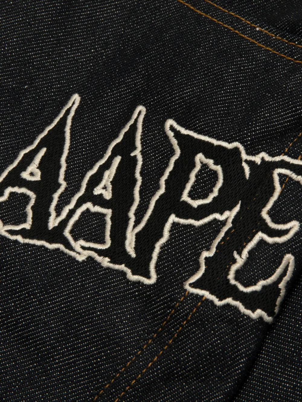 AAPE BY *A BATHING APE Broek met geborduurd logo en contrasterende stiksels Blauw