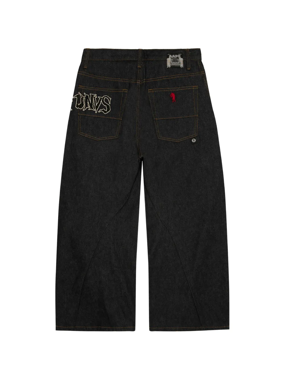 AAPE BY *A BATHING APE Broek met geborduurd logo en contrasterende stiksels Blauw