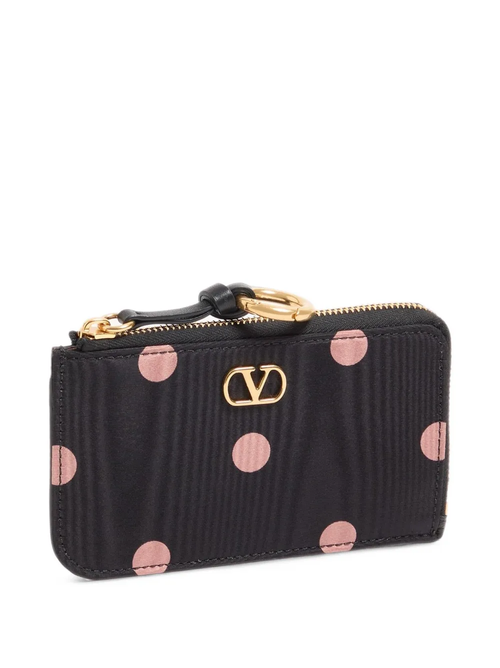 Valentino Garavani Portamonete VLogo Signature in pelle e moiré con stampa - Nero