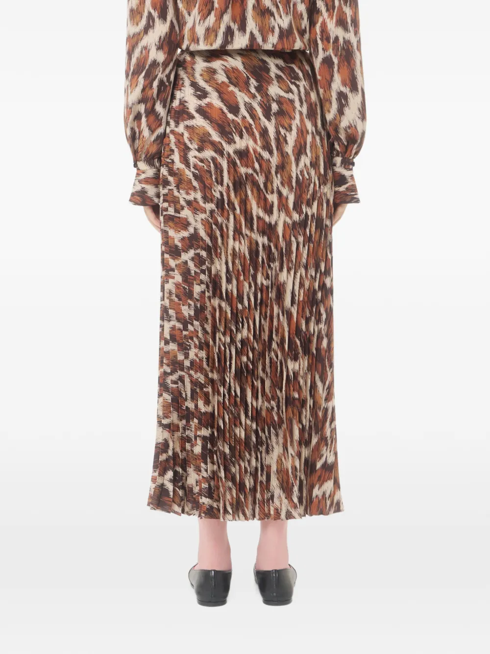 Valentino Garavani crepe-de-chine midi skirt with animalier print Bruin
