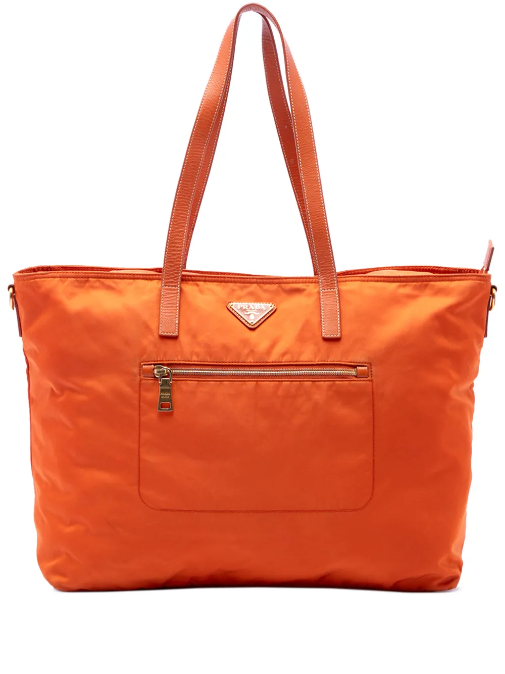Prada Pre-Owned 2013-2026 Saffiano Trimmed Tessuto satchel - Arancione
