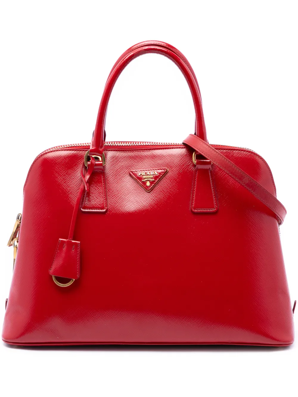 Prada Pre-Owned 2013-2026 Medium Saffiano Vernice Promenade satchel - Red