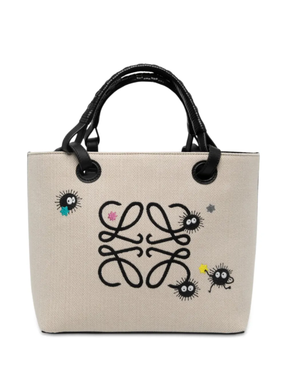 Loewe Pre-Owned 2021 Studio Ghibli Spirited Away Susuwatari Canvas Anagram Tote satchel - Nude