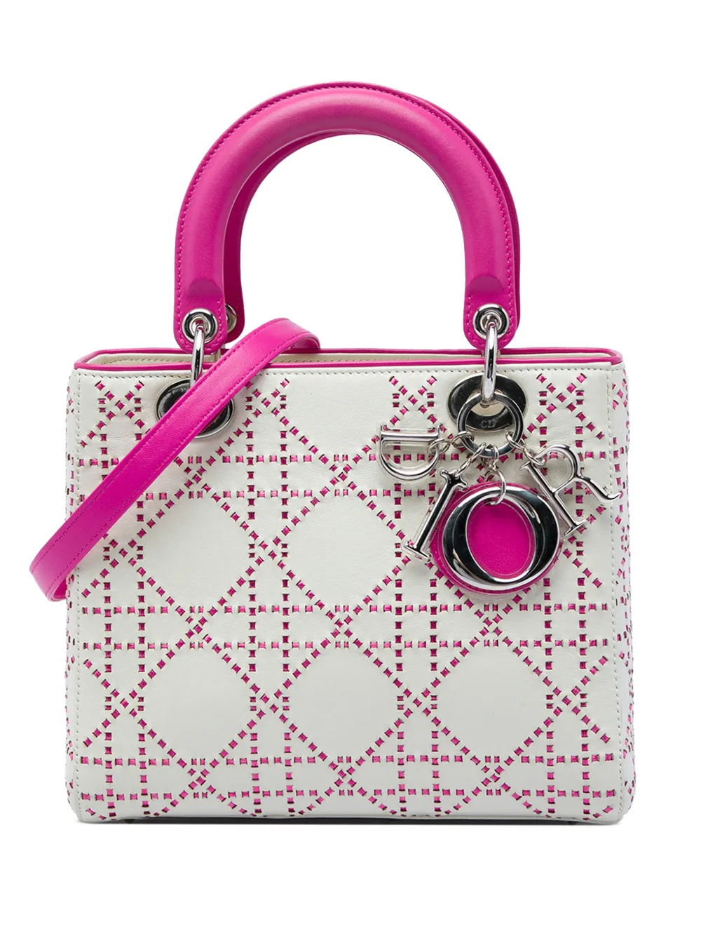 Christian Dior Pre-Owned 2012 Medium Lambskin Cannage Stitched Lady Dior satchel - Rosa