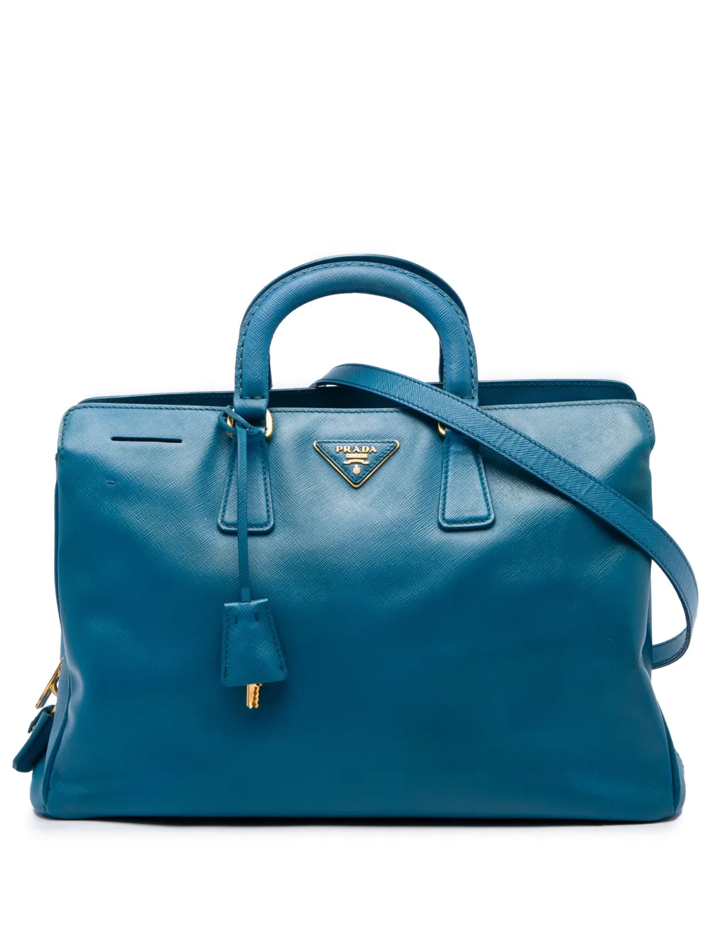 Prada Pre-Owned 2010-2026 Medium Saffiano Lux Zip Tote satchel - Blu