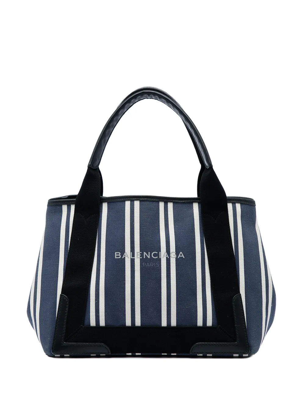 Balenciaga Pre-Owned 2017 Canvas Striped Navy Cabas S tote bag - Bleu