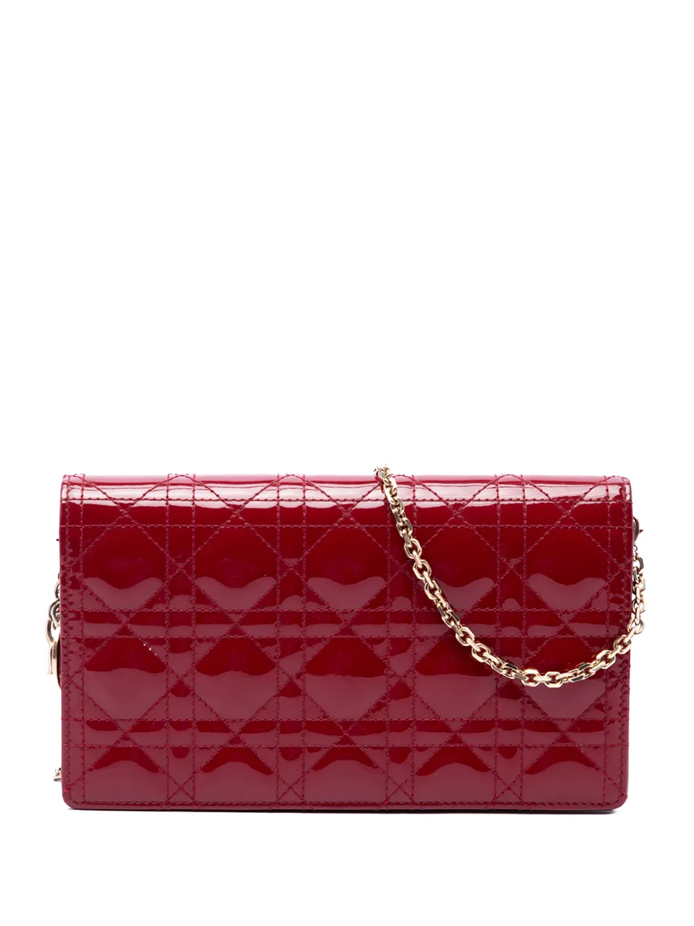 Christian Dior Pre-Owned 2018 Patent Cannage Lady Dior Chain Convertible Clutch crossbody bag - Rot