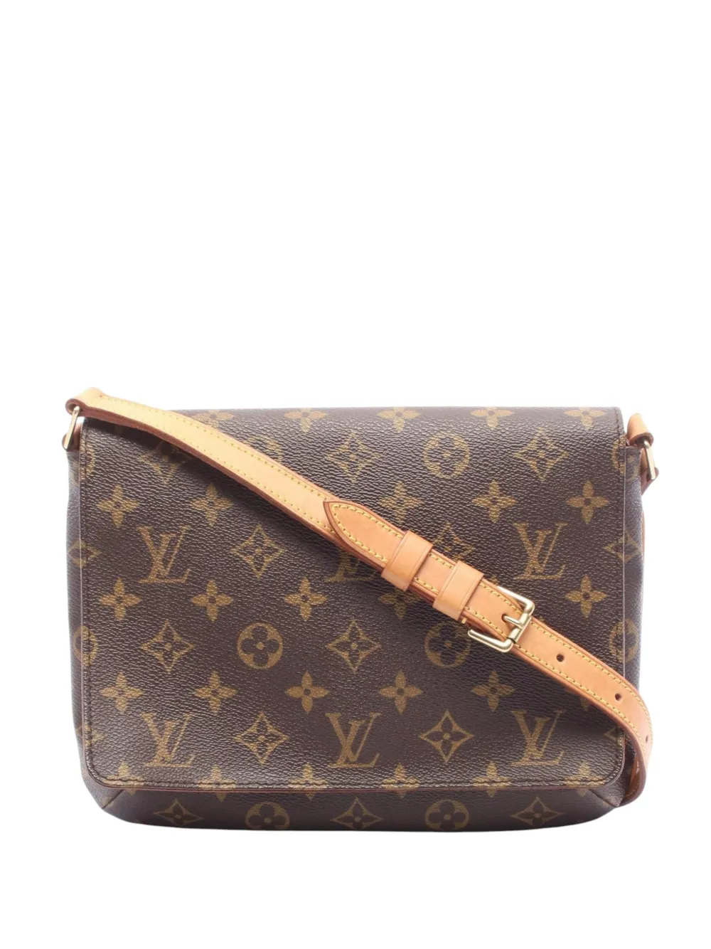 Pre-owned Louis Vuitton 1999 Monogram Musette Tango Short Strap Shoulder Bag In Brown
