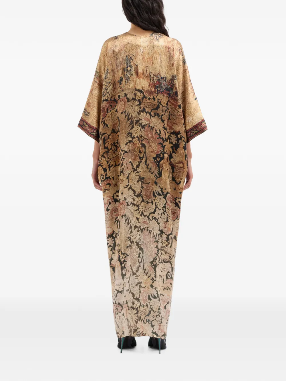 Pierre-Louis Mascia Zijden maxi-jurk met wandtapijt-print Beige