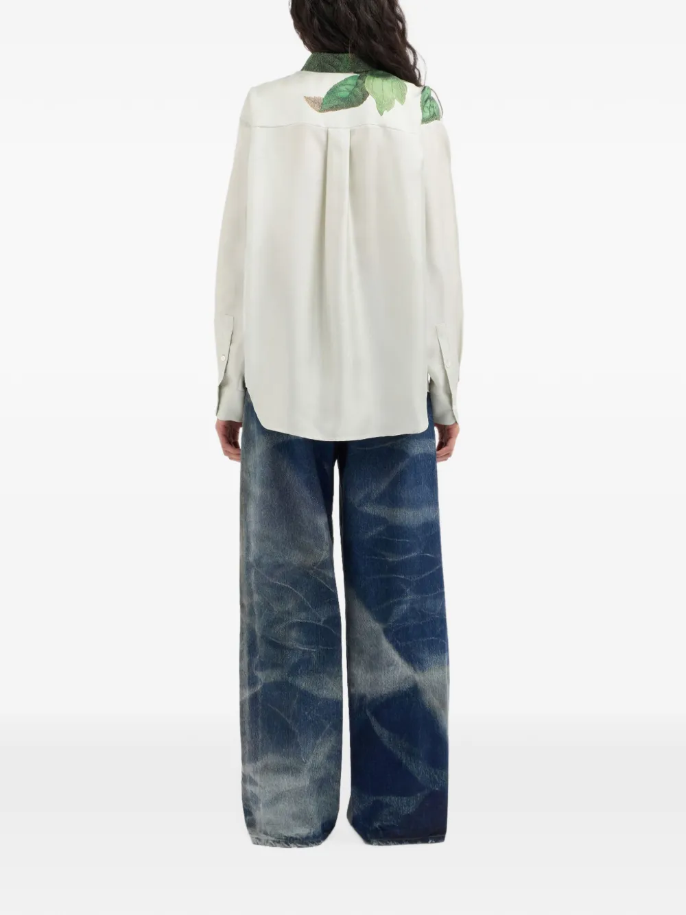 Pierre-Louis Mascia Aloe zijden shirt met botanische print Wit