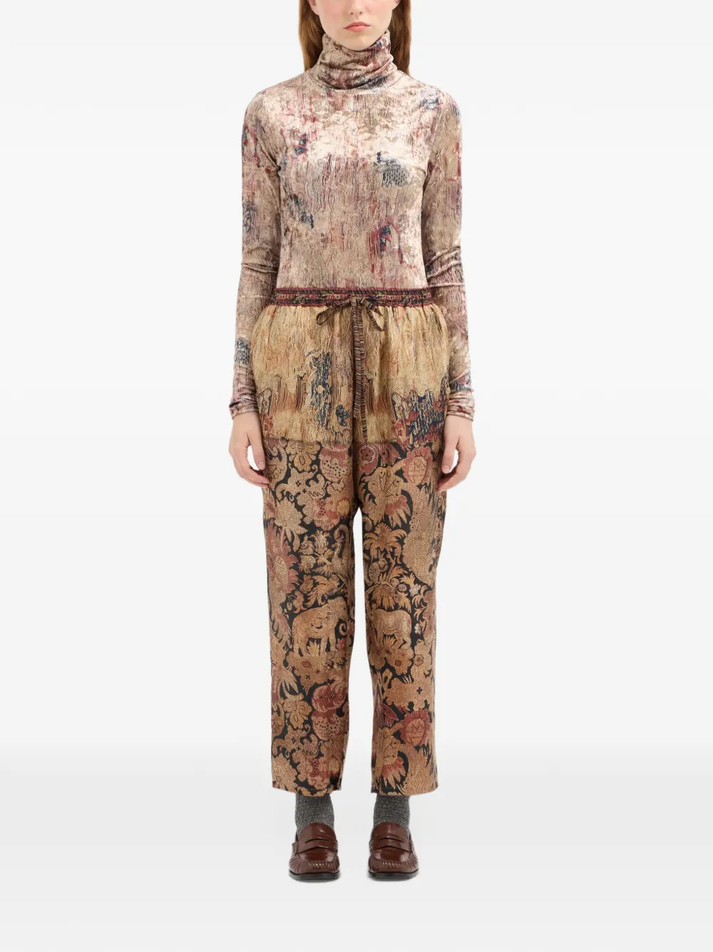 Pierre-Louis Mascia Broek met bloemenprint Bruin