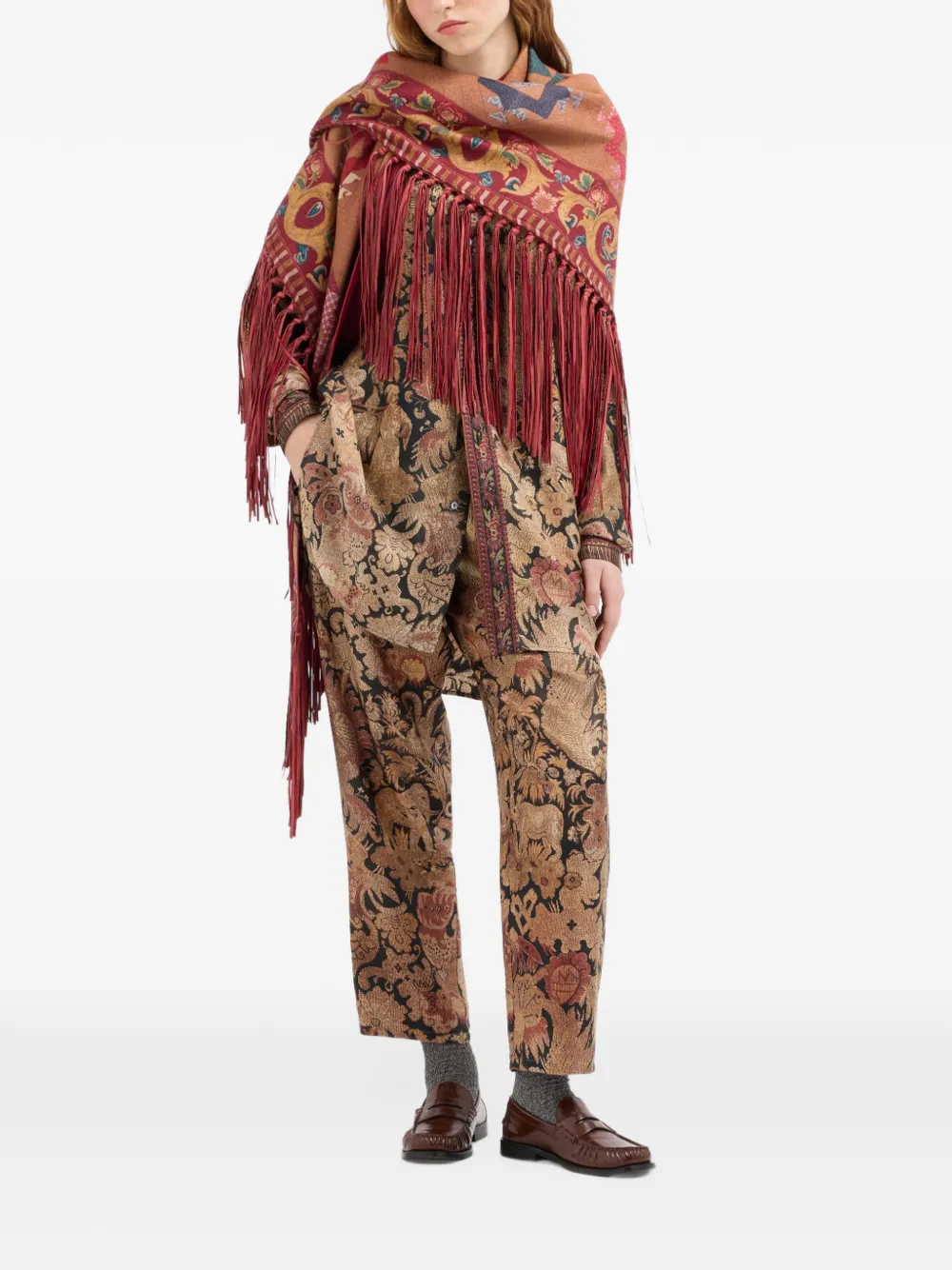 Pierre-Louis Mascia Broek met bloemenprint Bruin