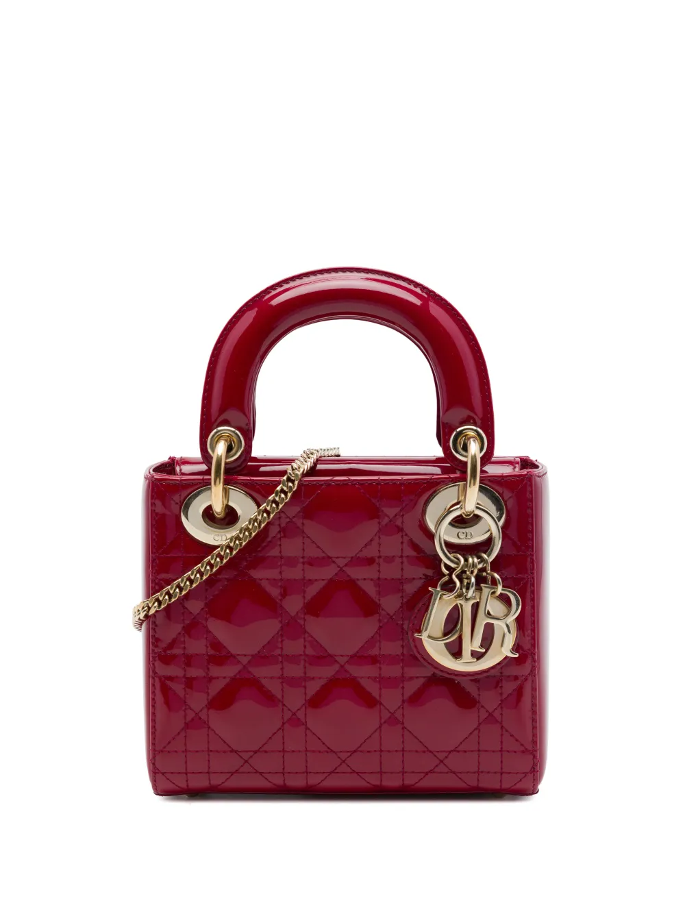 Christian Dior Pre-Owned 2018 Mini Patent Cannage Lady Dior satchel - Rot
