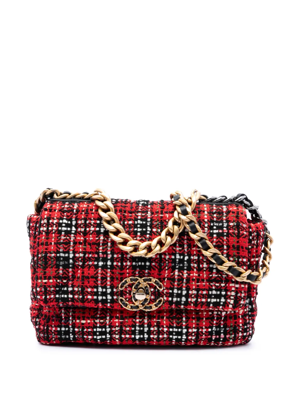 CHANEL Pre-Owned 2020 Medium Tweed 19 Flap satchel - Rosso