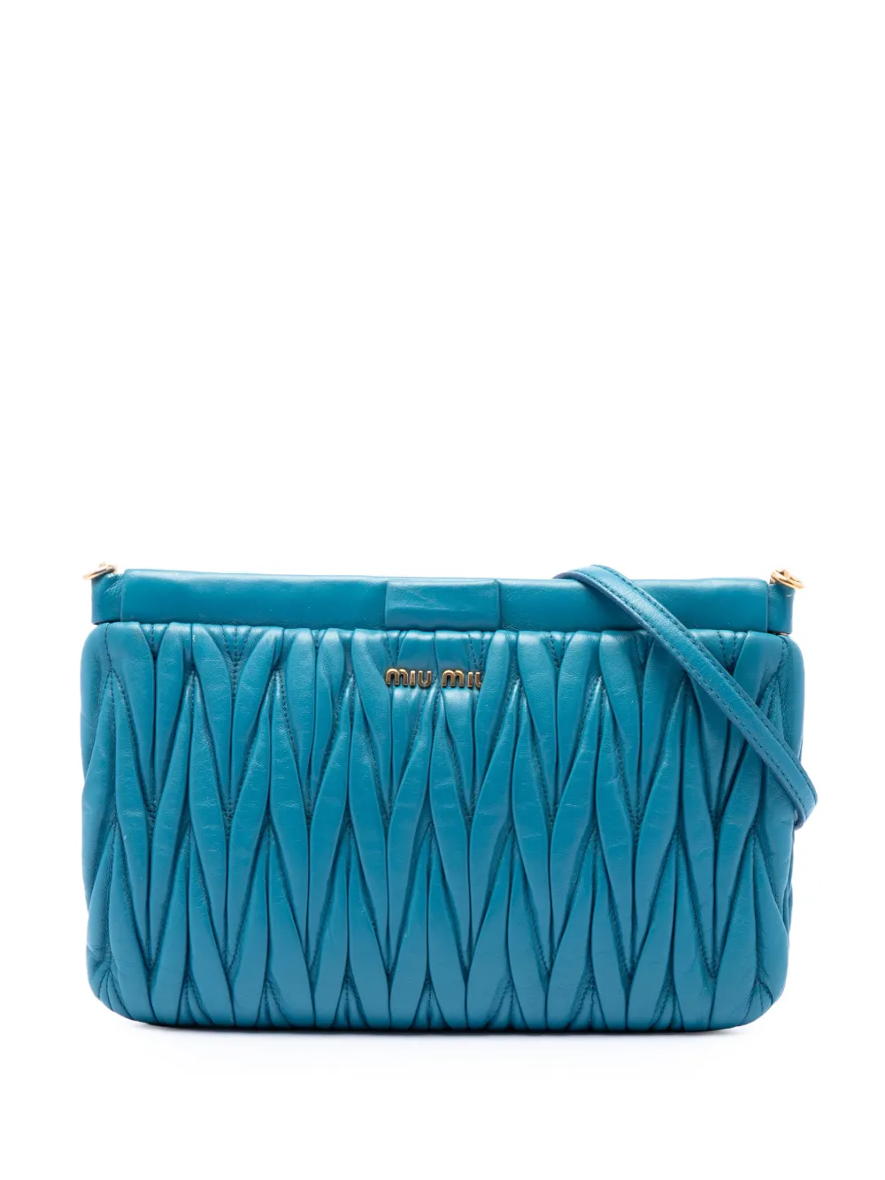 Miu Miu Pre-Owned 2010-2026 Matelasse Nappa Frame Clutch with Strap crossbody bag - Blu
