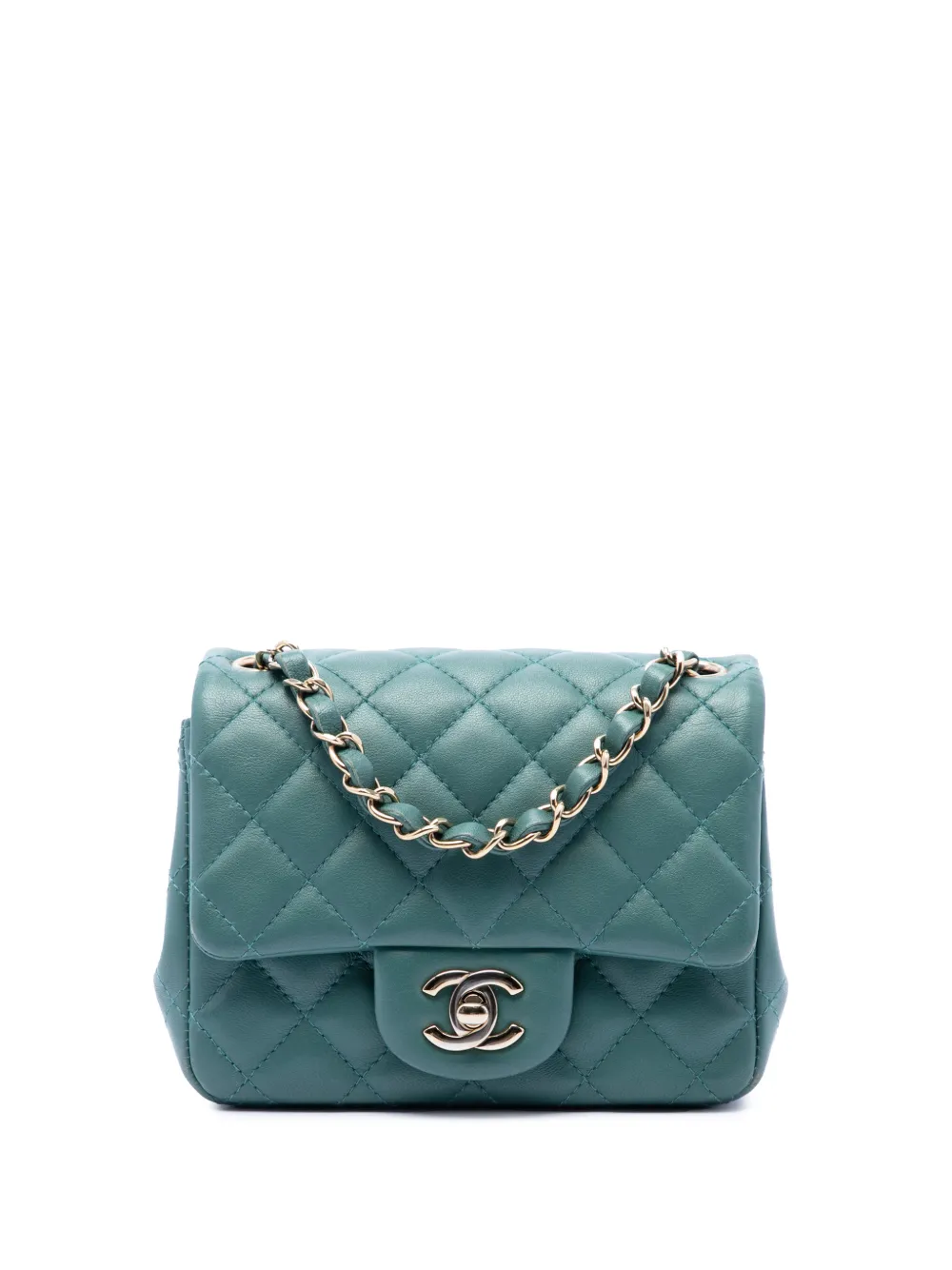 CHANEL Pre-Owned 2021-2026 Mini Square Classic Lambskin Single Flap crossbody bag - Verde