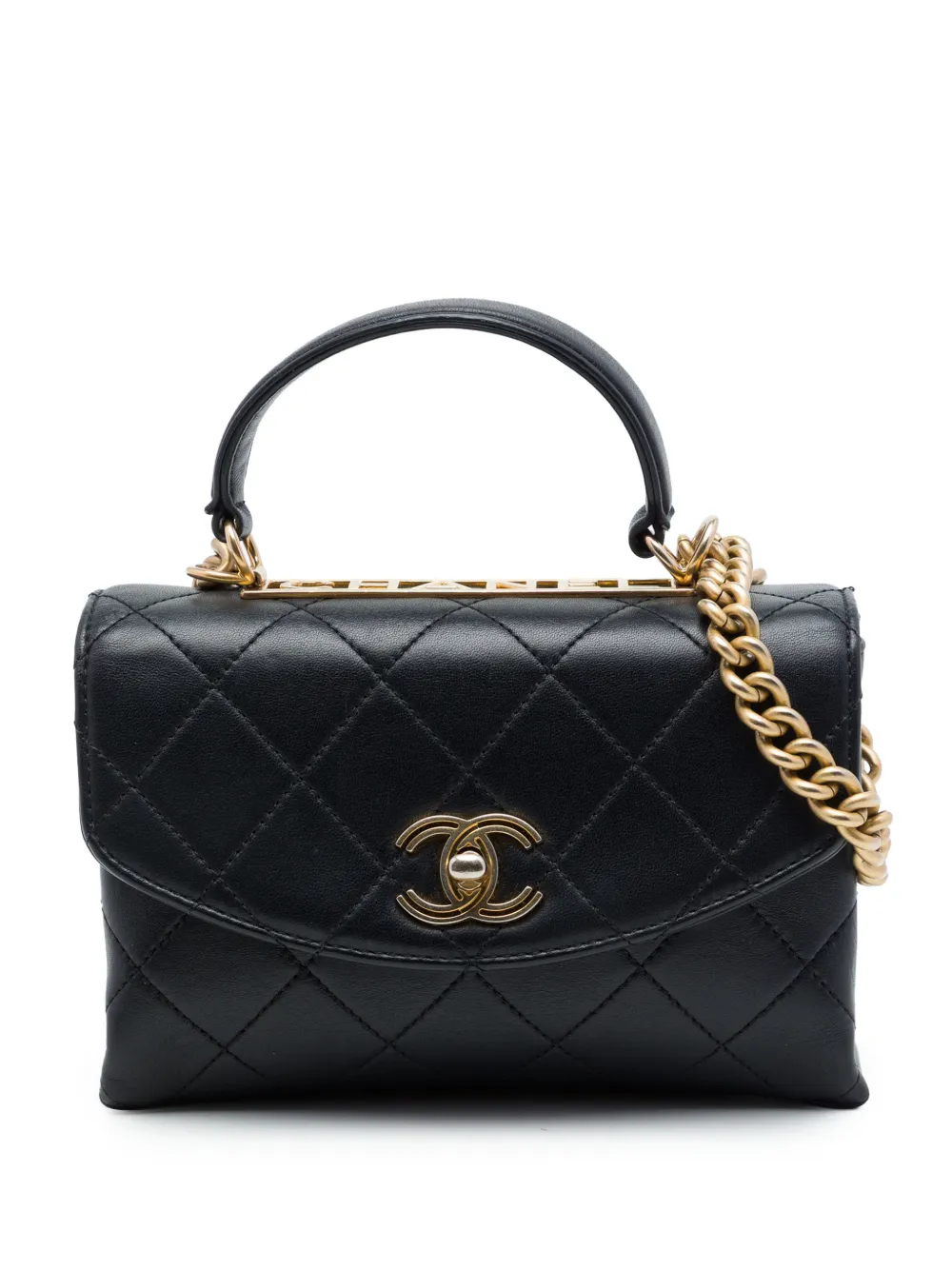 CHANEL Pre-Owned 2019 Small Quilted Lambskin Trendy Spirit Top Handle Bag satchel - Black