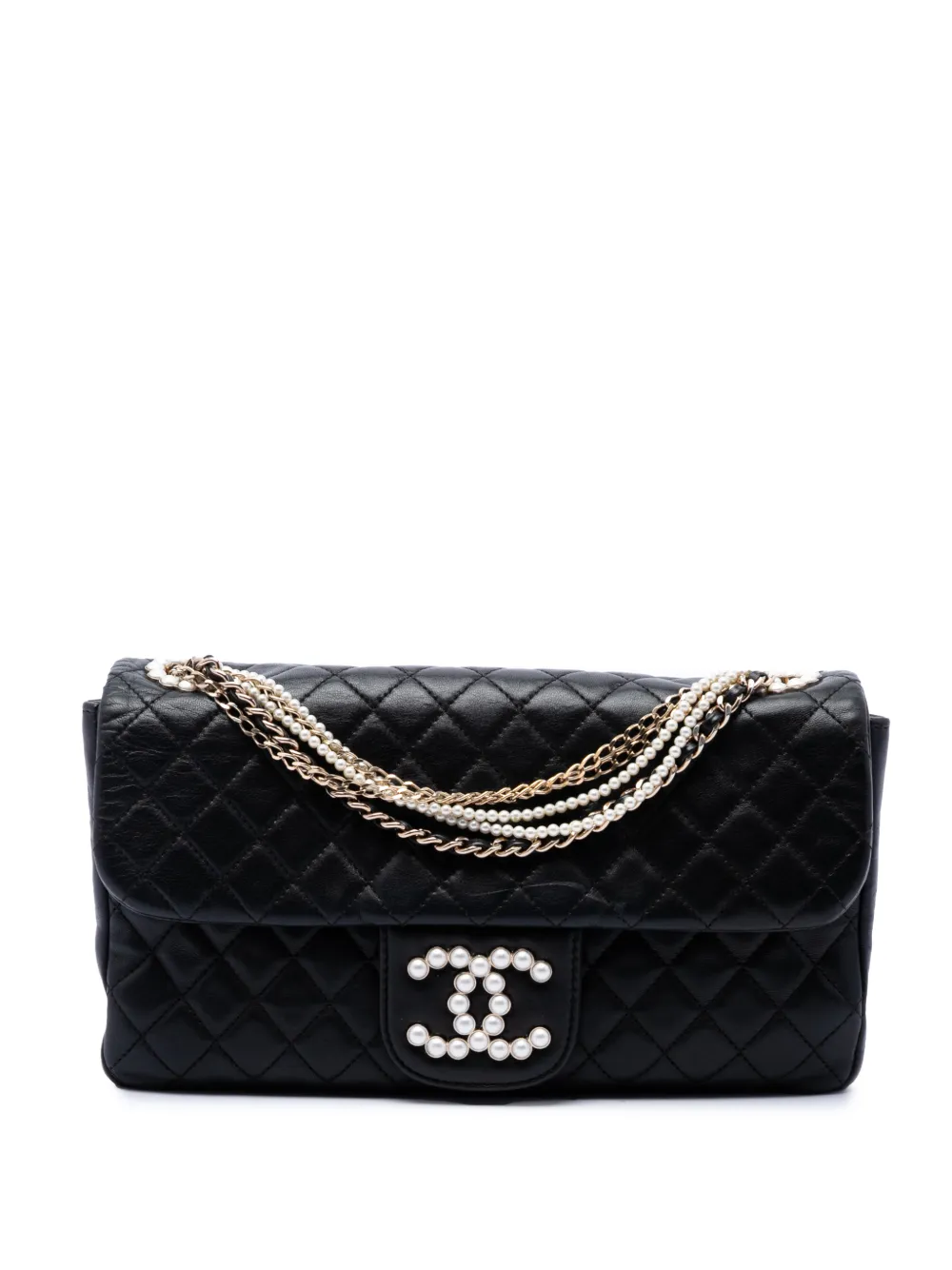 CHANEL Pre-Owned 2012 Medium Quilted Lambskin Westminster Pearl Flap shoulder bag - Nero