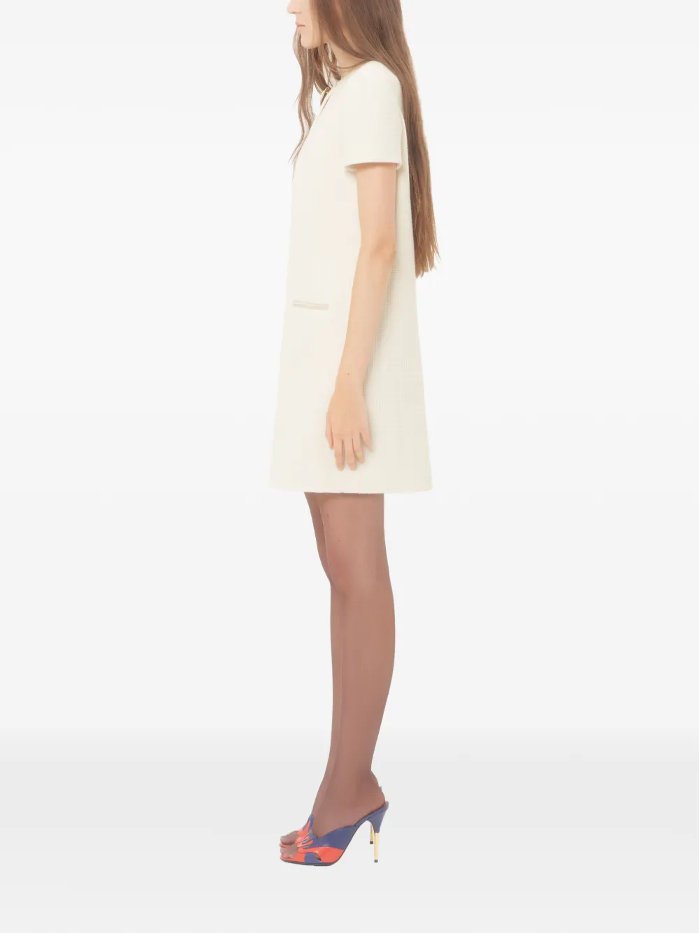 Valentino Garavani Tweed mini-jurk met klein ruitpatroon Beige