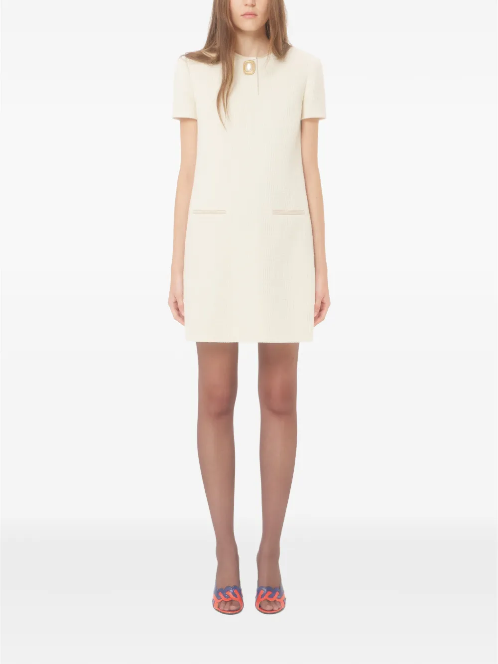 Valentino Garavani Tweed mini-jurk met klein ruitpatroon Beige