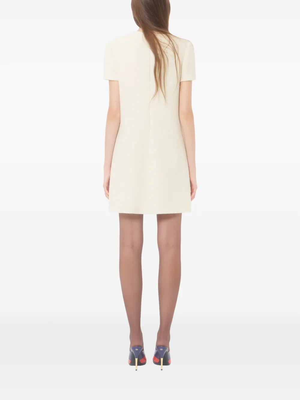 Valentino Garavani Tweed mini-jurk met klein ruitpatroon Beige