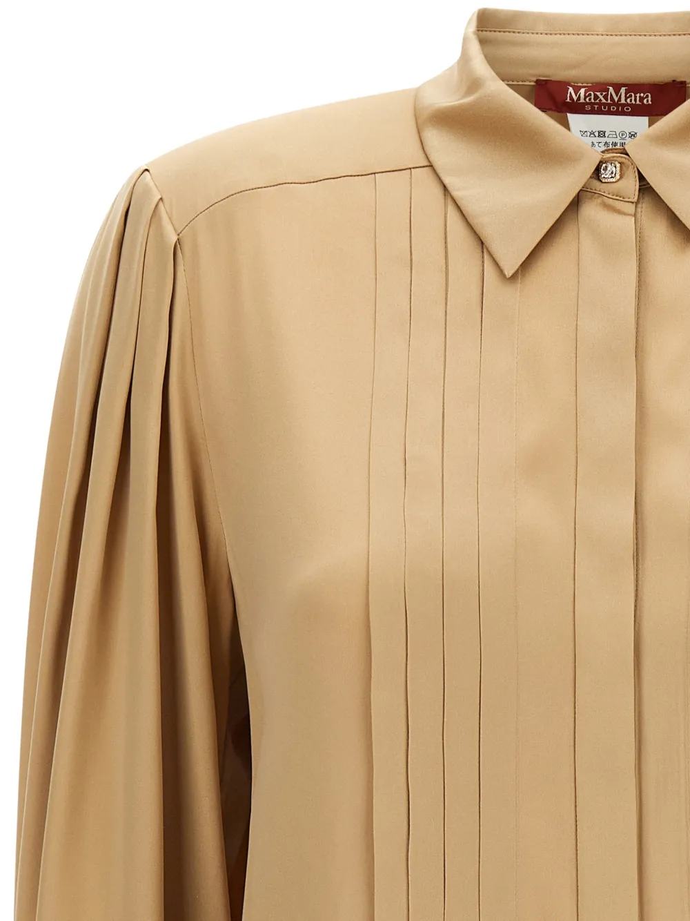 Max Mara Vongola blouse met plooien Beige