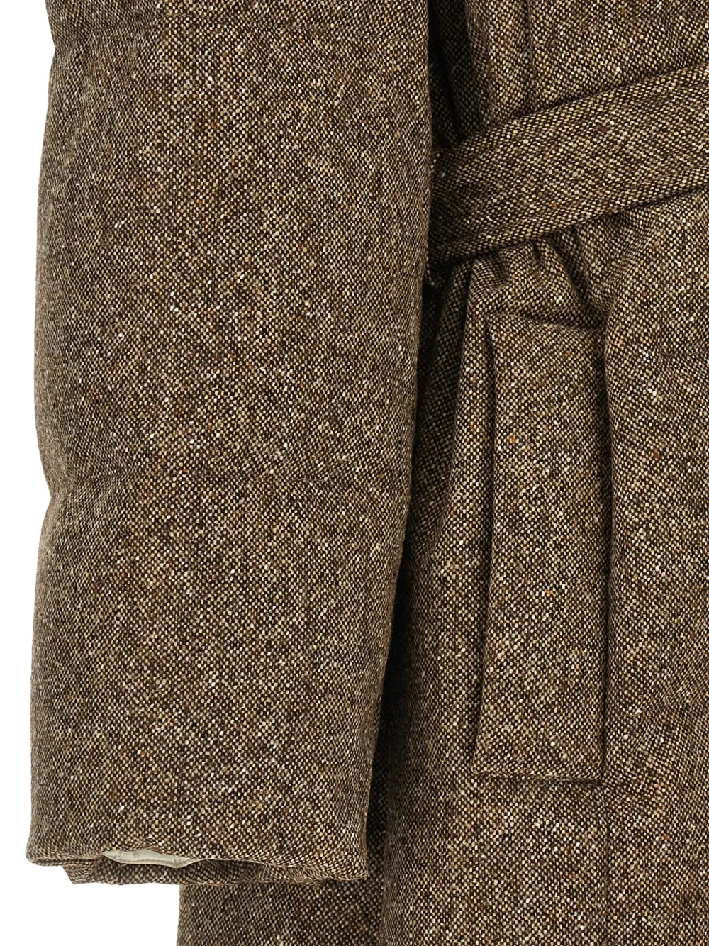 Brunello Cucinelli Jas met gemêleerde textuur en ceintuur Bruin