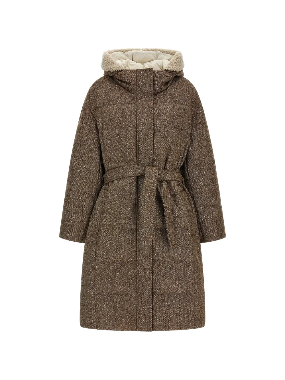 Brunello Cucinelli belted mélange-texture coat - Marron Brunello Cucinelli belted mélange-texture coat - Marron