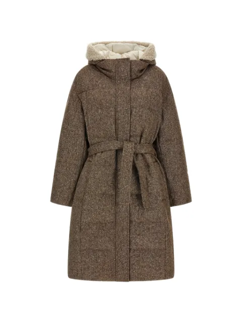 Brunello Cucinelli belted mélange-texture coat
