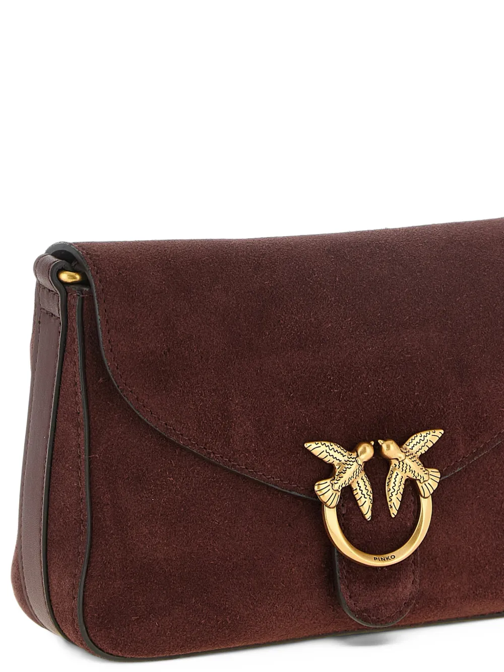 PINKO small Love suede crossbody bag - Rouge PINKO small Love suede crossbody bag - Rouge