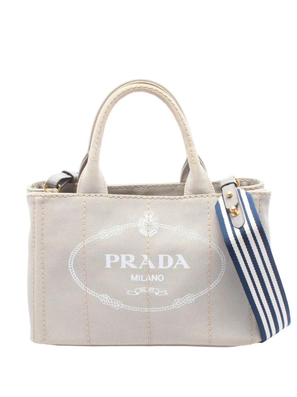 Prada Pre-Owned 2013-2026 Small Canvas Canapa Logo Tote satchel - Grigio
