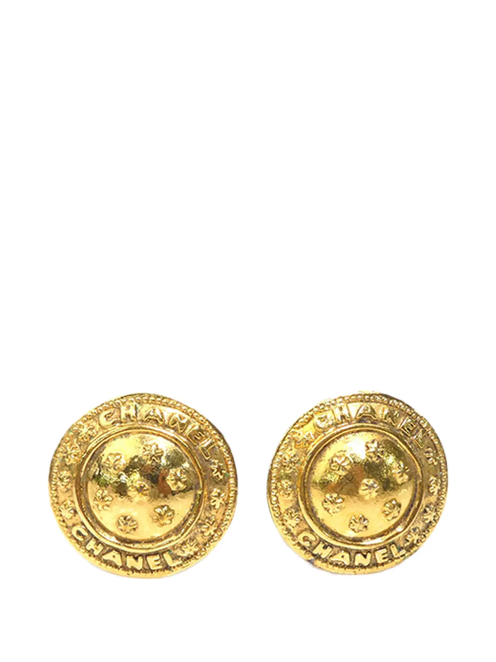 CHANEL Pre-Owned 1970-1980 Gold Plated Camellia Round Clip On Earrings costume earrings - Oro