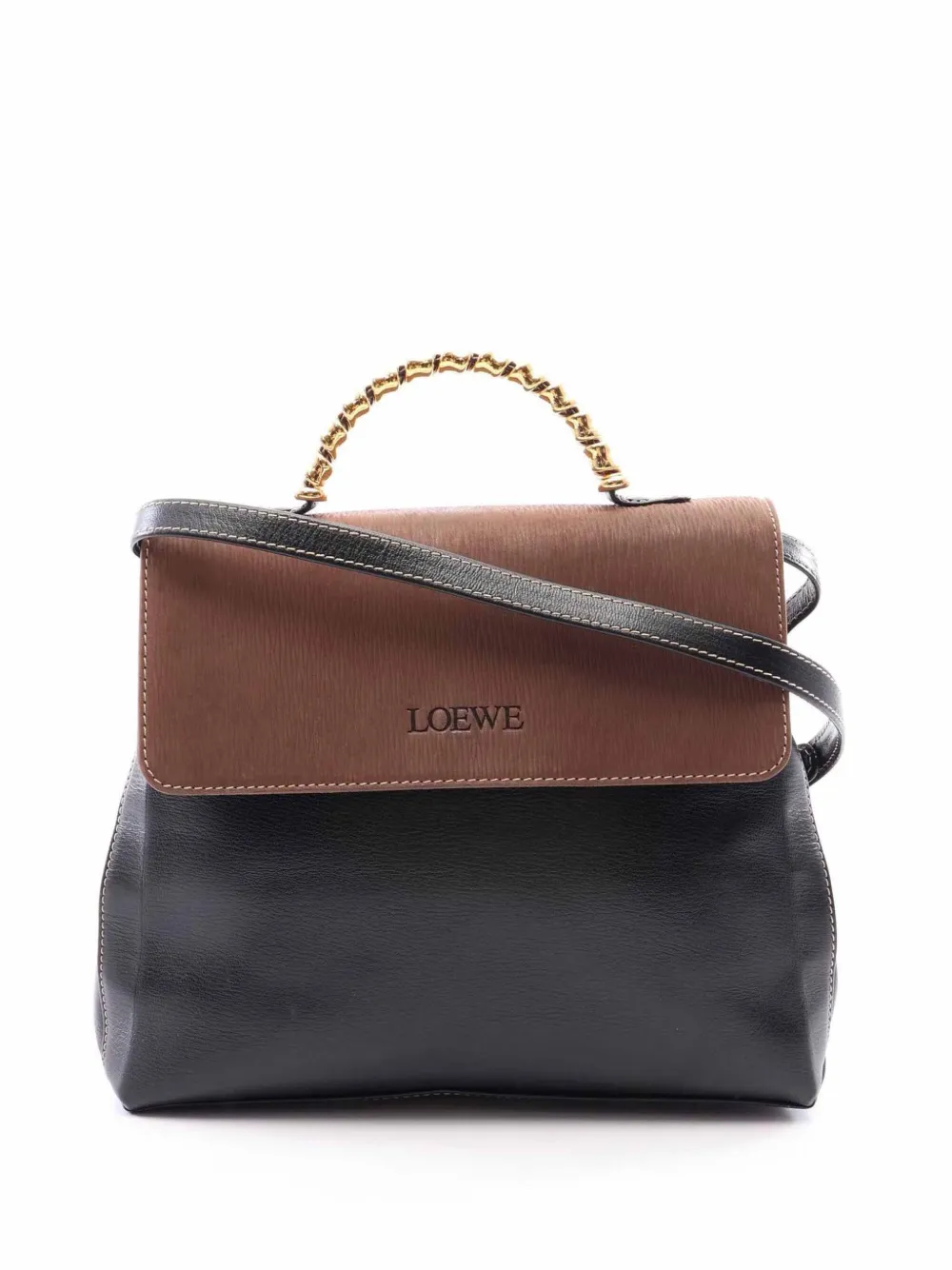 Loewe Pre-Owned 2010-2026 Bicolor Leather Velazquez Twist Top Handle Bag satchel - Schwarz