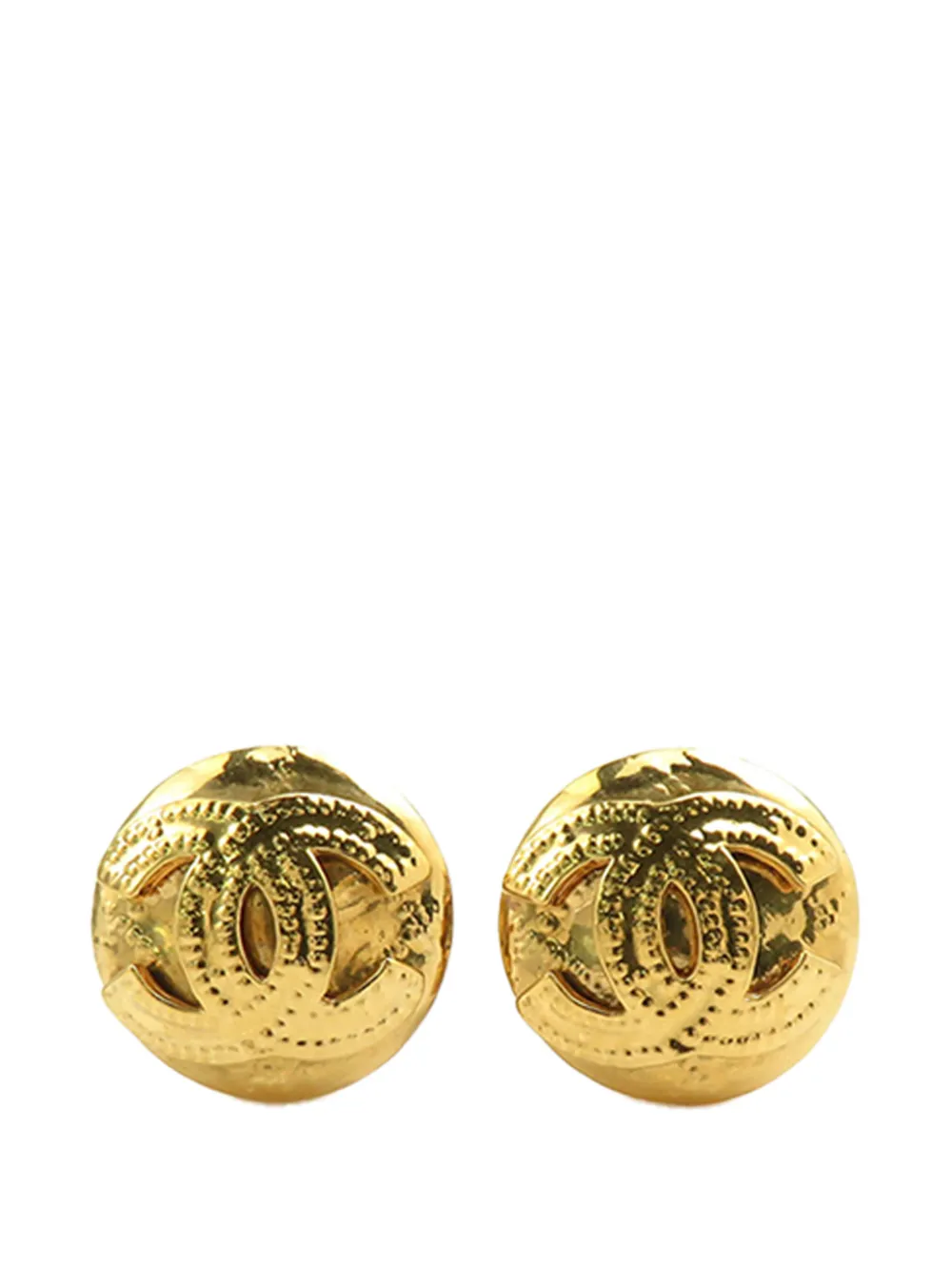 CHANEL Pre-Owned 1994 CC Gold Plated Round Clip on Earrings costume earrings - Oro