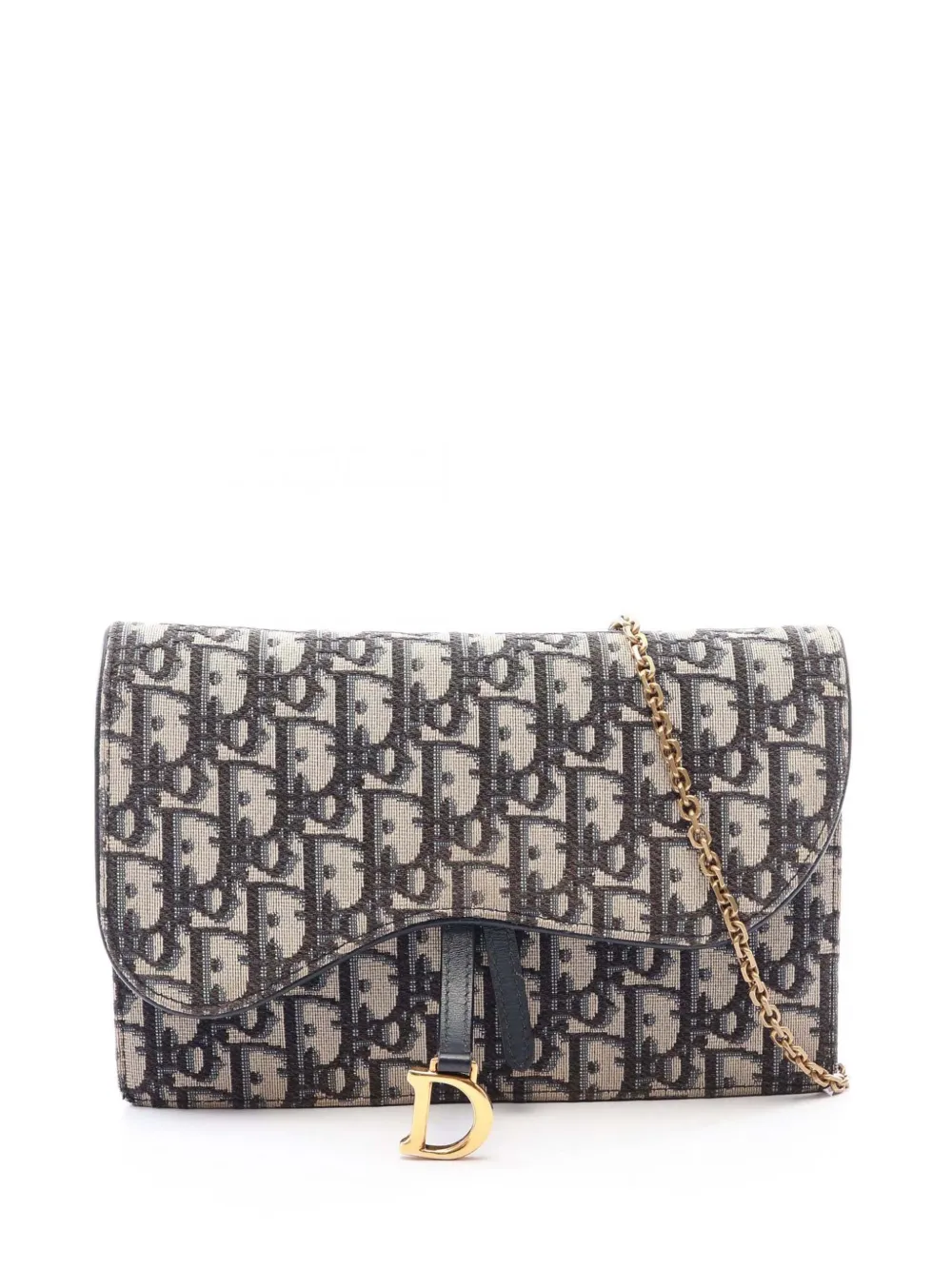 Christian Dior Pre-Owned 2010-2026 Oblique Canvas Saddle Wallet On Chain crossbody bag - Blau