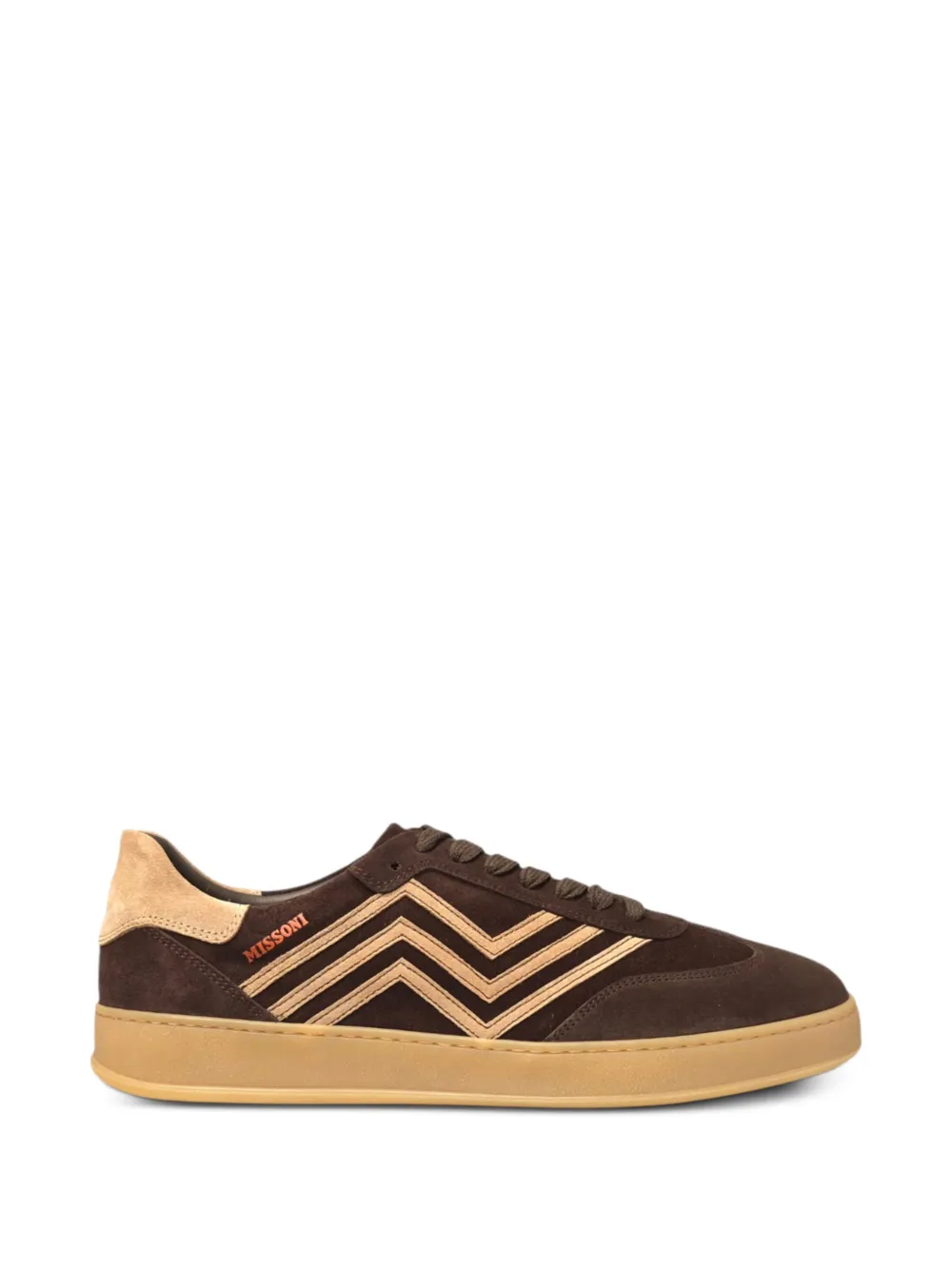 Missoni zigzag-appliqué suede sneakers - Brown