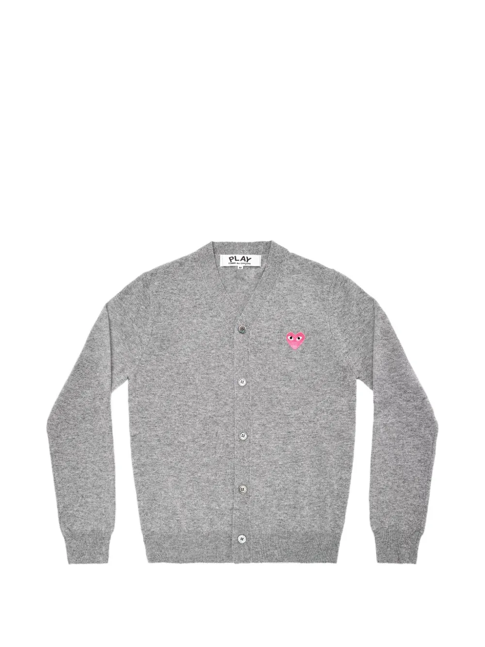 Comme Des Garçons Play Play Heart-patch V-neck Cardigan In Gray