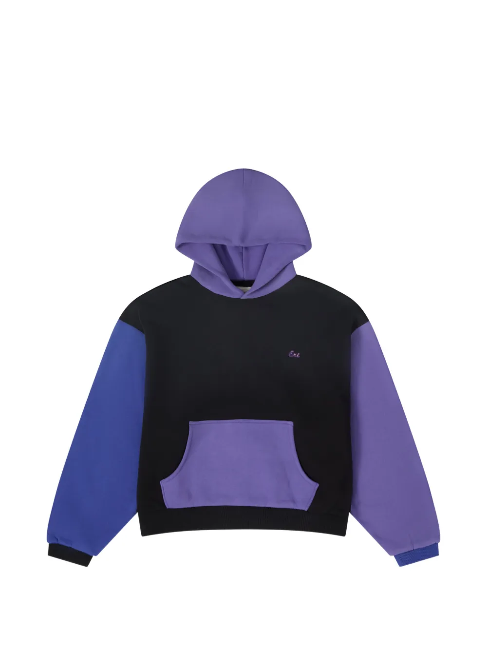 ERL KIDS colour-block logo-embroidered hoodie - Black