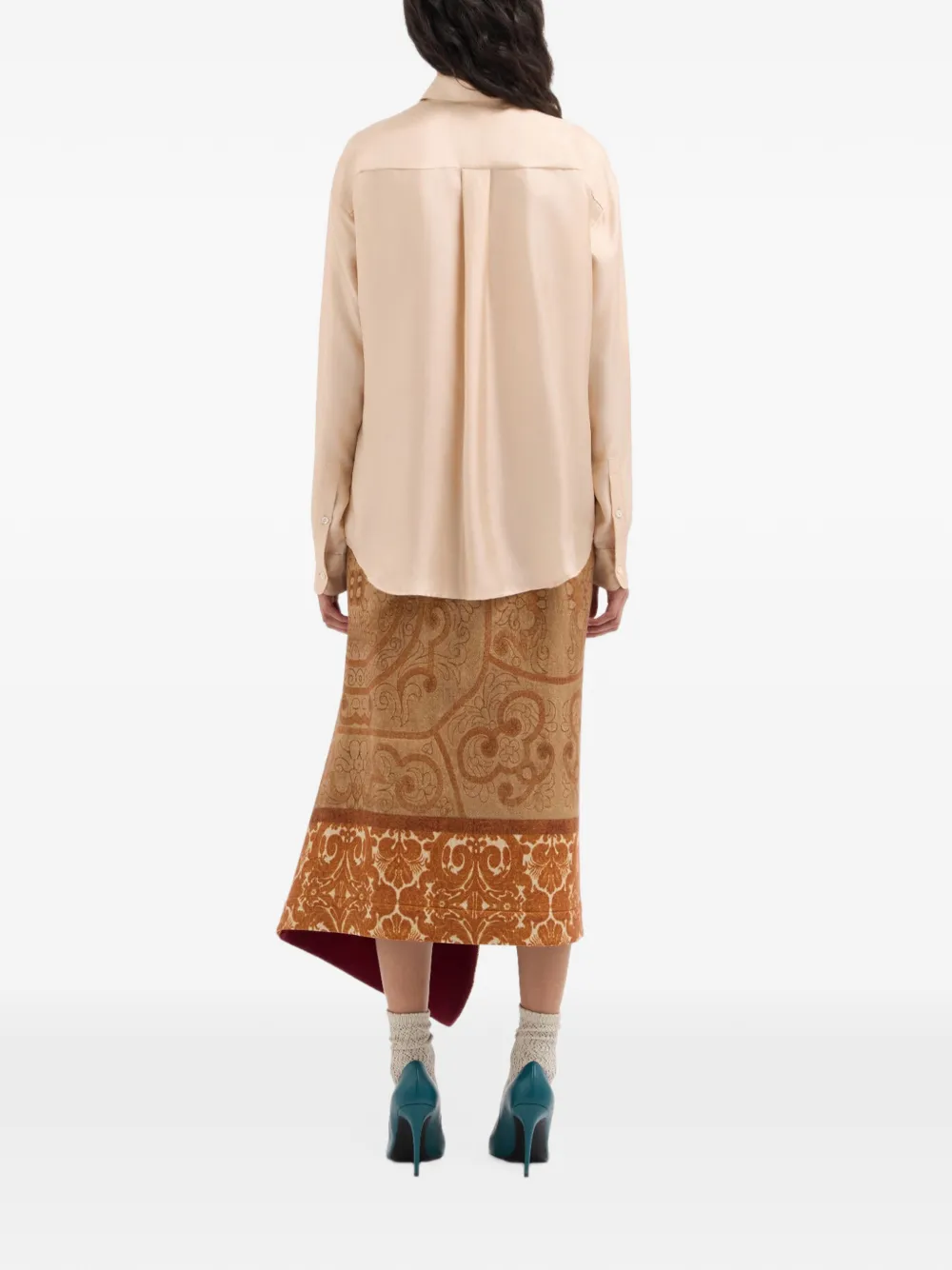 Pierre-Louis Mascia Aloe zijden shirt met bloemenprint Beige