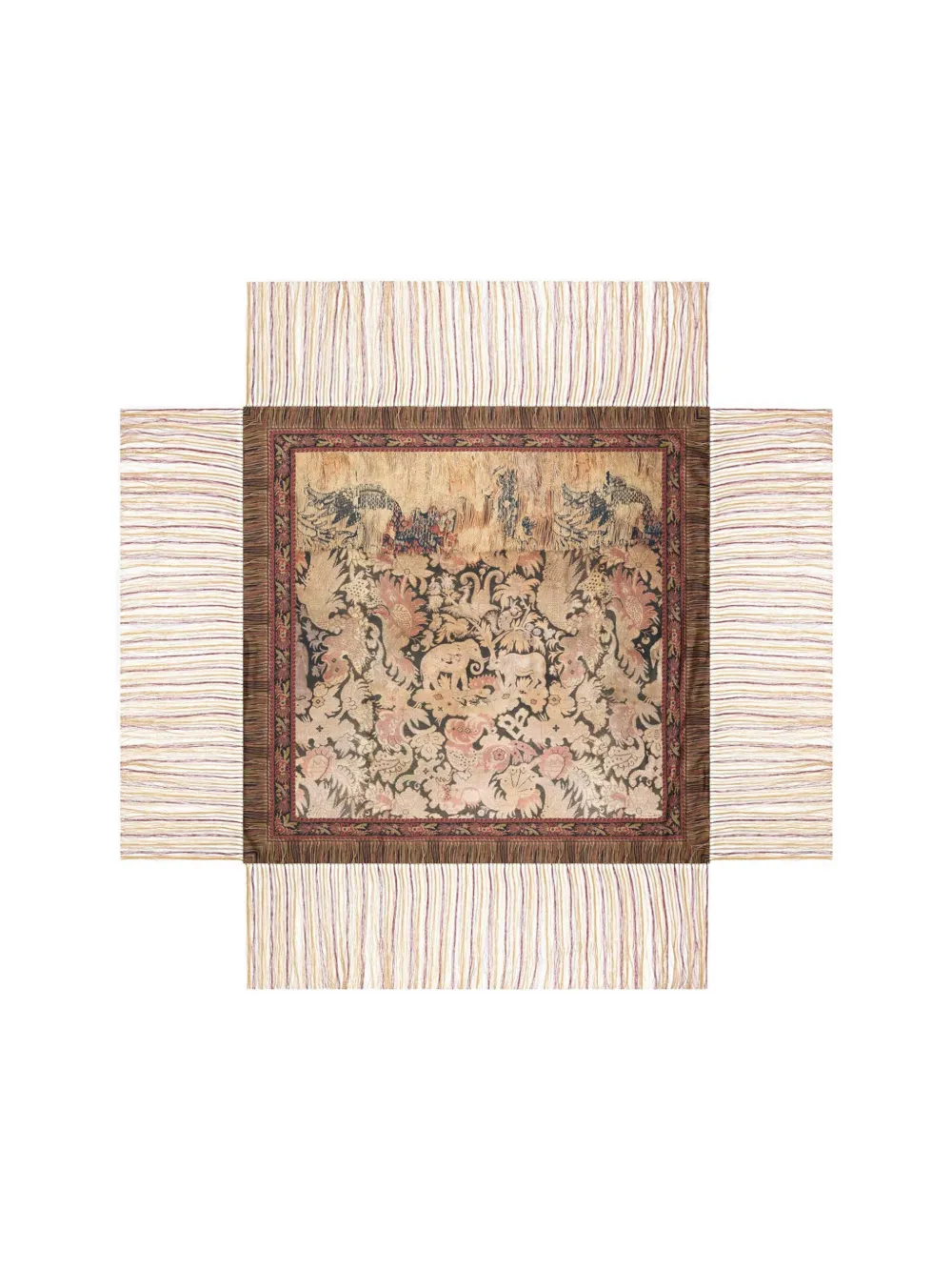 Pierre-Louis Mascia Sjaal met bloemen-print en franje Beige