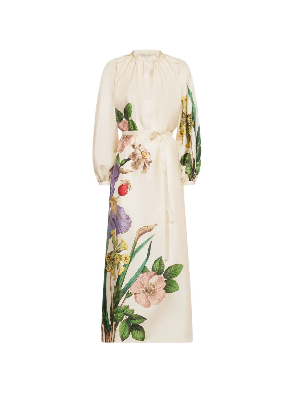 Pierre-Louis Mascia robe-chemise longue Aloe en soie à fleurs imprimées - Tons neutres Pierre-Louis Mascia robe-chemise longue Aloe en soie à fleurs imprimées - Tons neutres