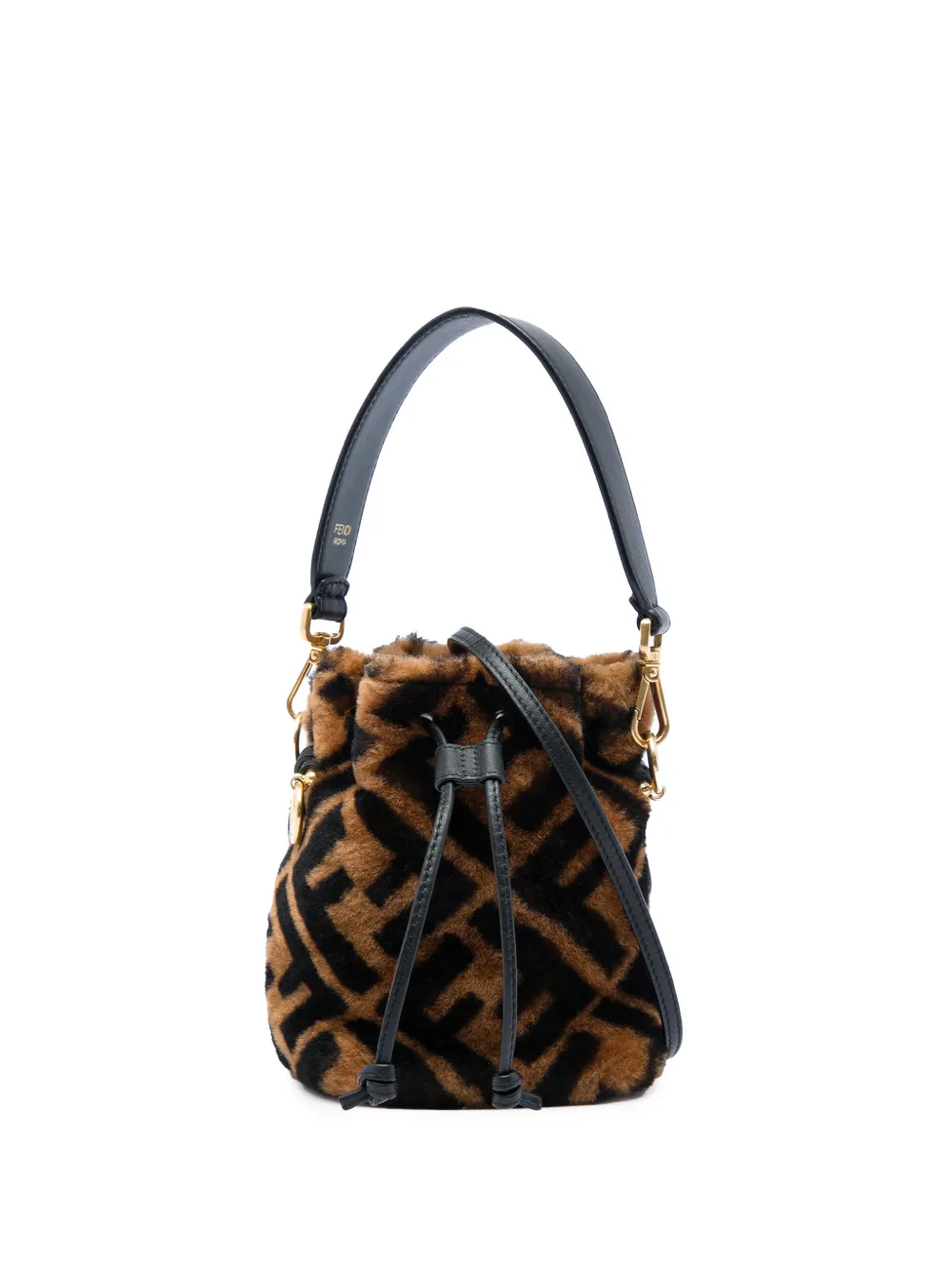 Fendi Pre-Owned 2010-2026 Mini Zucca Shearling Mon Tresor bucket bag - Braun