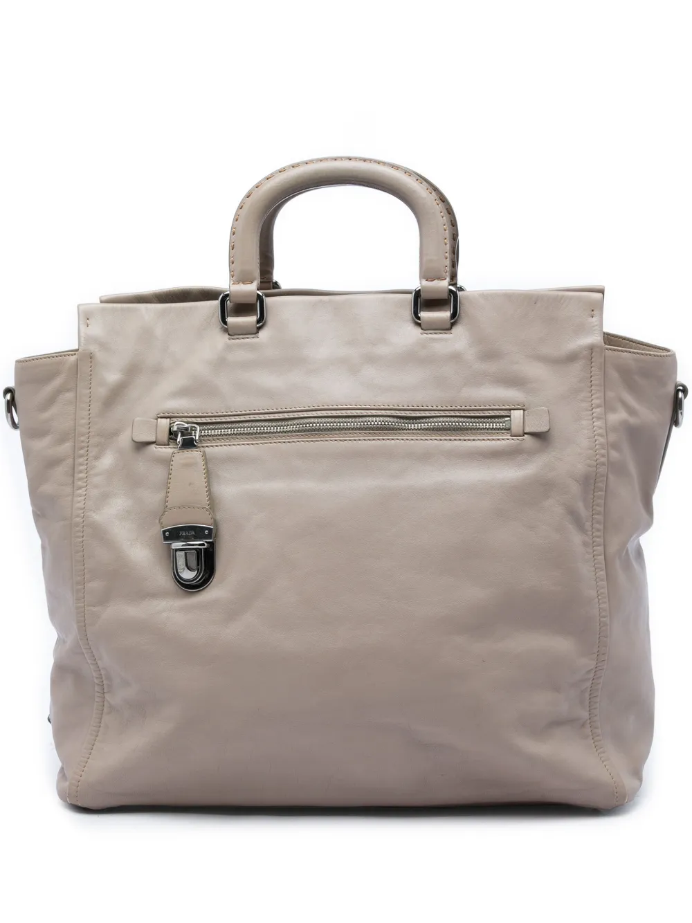 Prada Pre-Owned 2013-2026 Calfskin Front Pocket satchel - Toni neutri