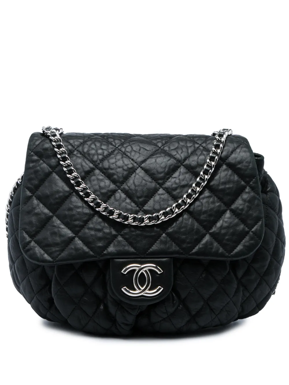 CHANEL Pre-Owned 2010-2011 Large Quilted Washed Lambskin Chain Around Messenger Bag crossbody bag - Nero