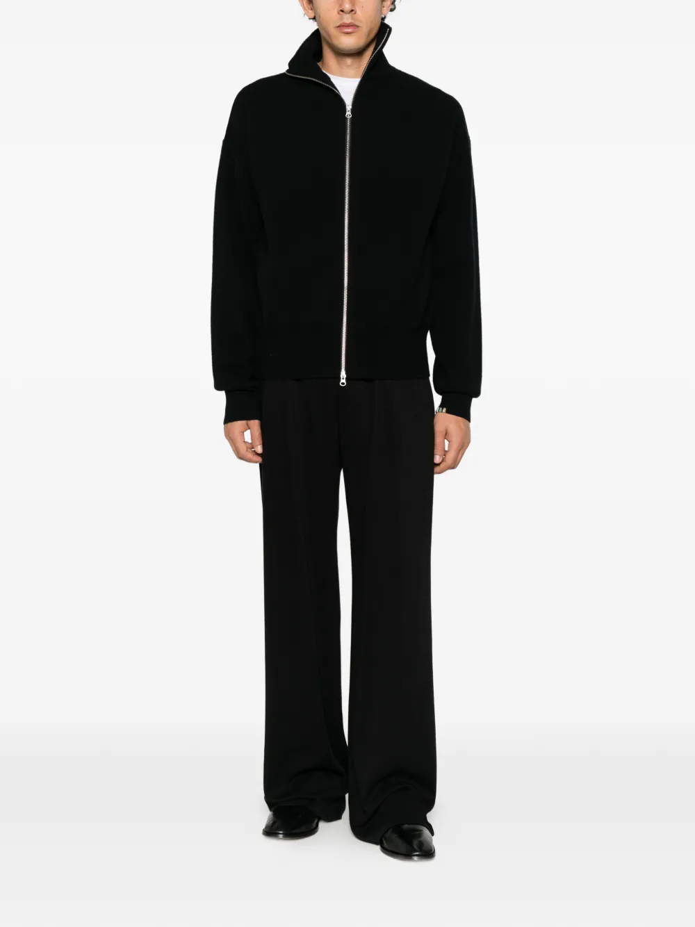 extreme cashmere high-neck zip-up cardigan Zwart