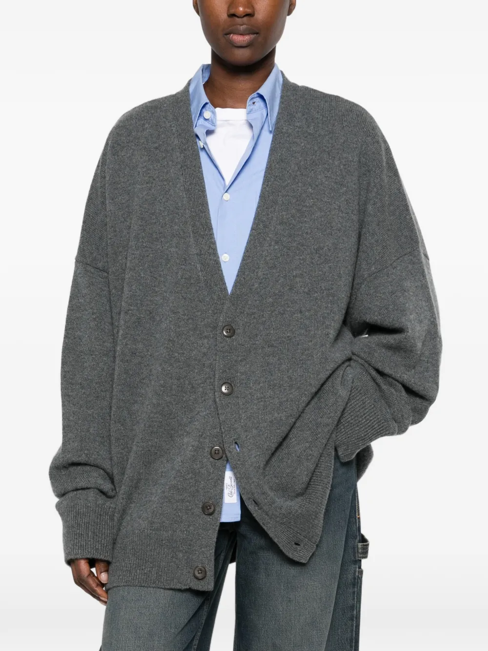 extreme cashmere V-neck knitted cardigan Grijs